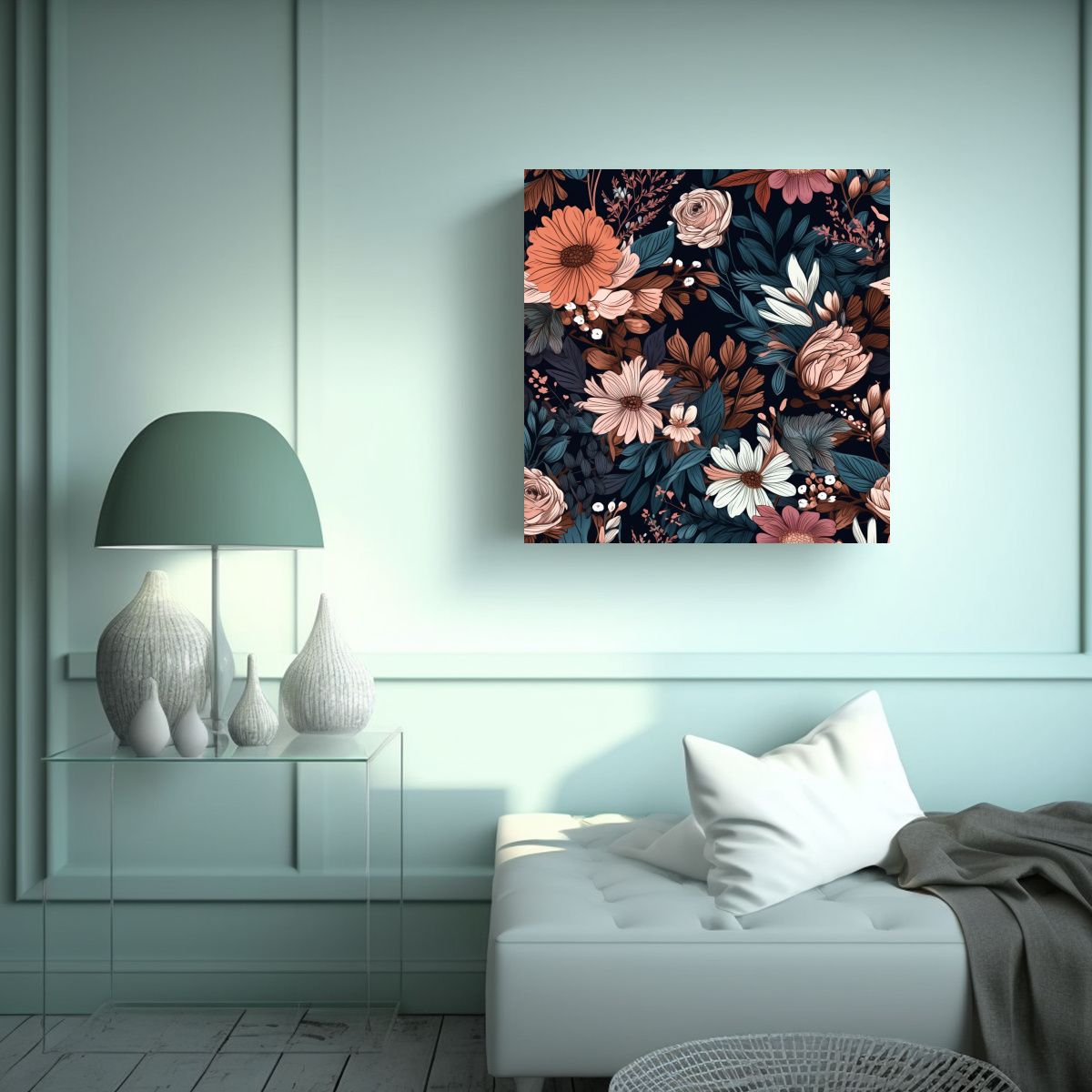 GENERICO - Cuadros Decorativos Modernos, Equilibrio Floral 50x50 Cm