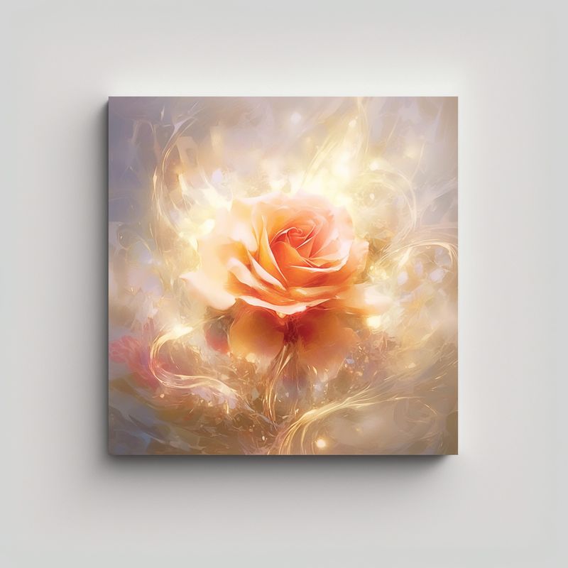 GENERICO - Pintura Al óleo Minimalista Rosa Roja En Flor 90x90 Cm