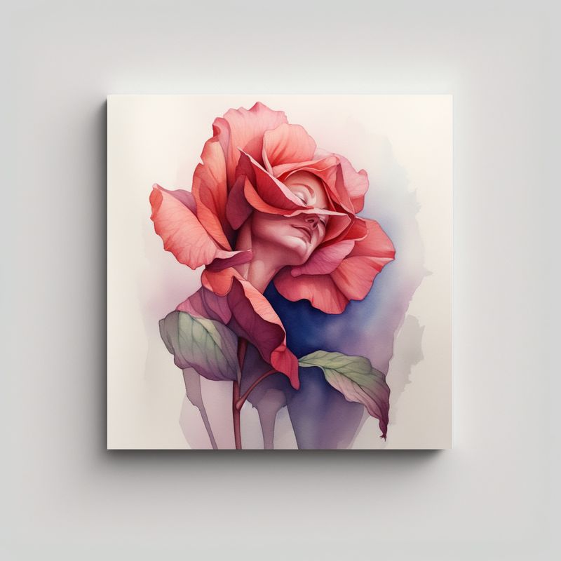 GENERICO - Refinado Arte De Pared Con Acuarela De Rosa 70x70 Cm