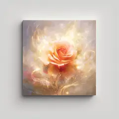 GENERICO - Pintura Al óleo Minimalista Rosa Roja En Flor 40x40 Cm