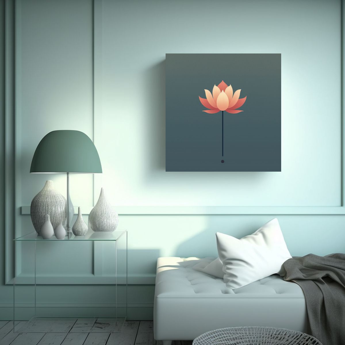 GENERICO - Arte Minimalista Loto Flor Pared Protagonismo 60x60 Cm