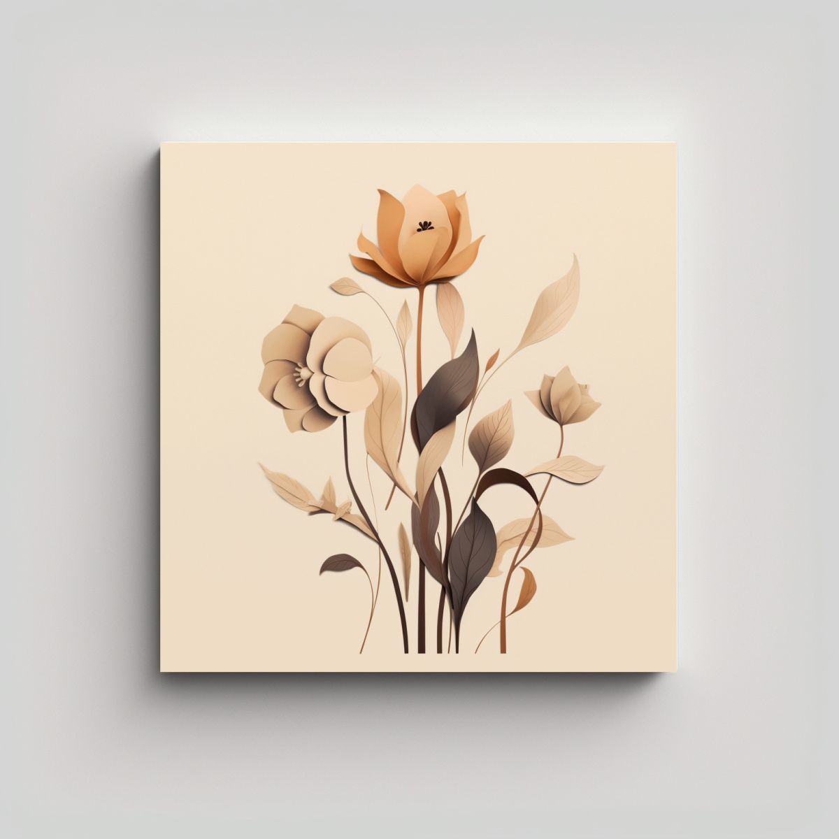 GENERICO - Ilustración Floral Lienzo Tonos Sala Arte 60x60 Cm