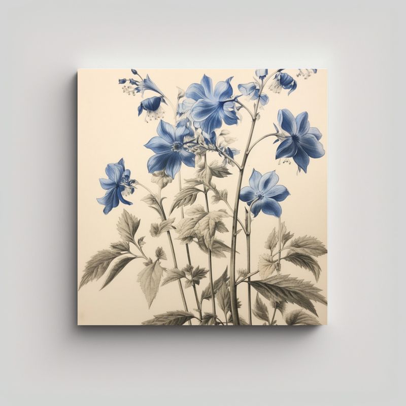 GENERICO - Cuadro Vintage De Flores Acuarela Para 80x80 Cm