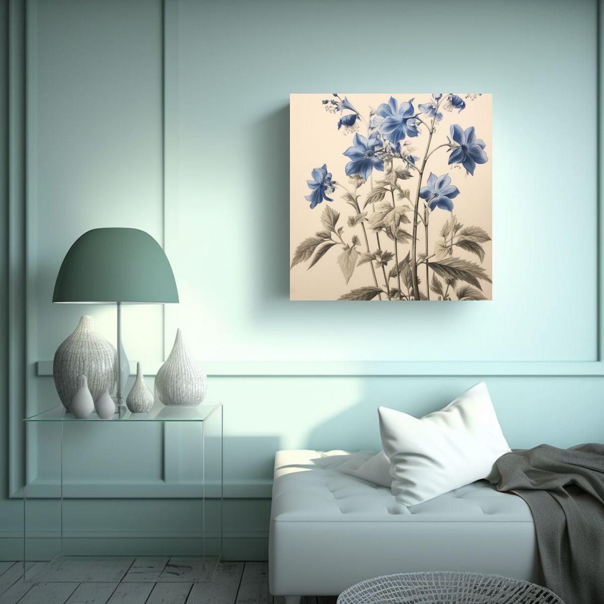 GENERICO - Cuadro Vintage De Flores Acuarela Para 60x60 Cm