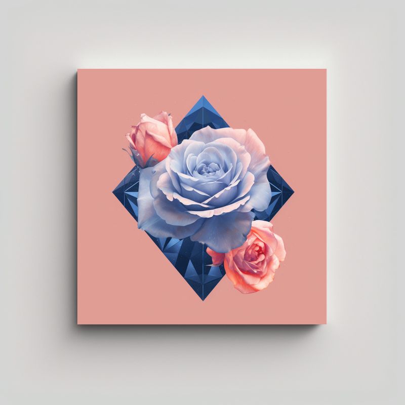 GENERICO - Rosa Diamante Saki Mockup, Pintura Decorativa 40x40 Cm