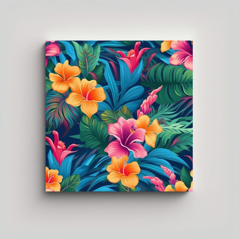 GENERICO - Ilustración Tropical Lienzo Flores Adobe 30x30 Cm