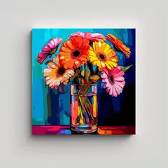 GENERICO - Cuadro Vidrio Reflejo Flores Composición Vida 80x80 Cm