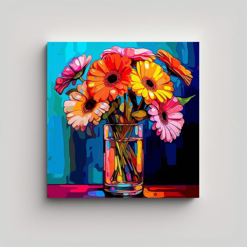 GENERICO - Cuadro Vidrio Reflejo Flores Composición Vida 40x40 Cm