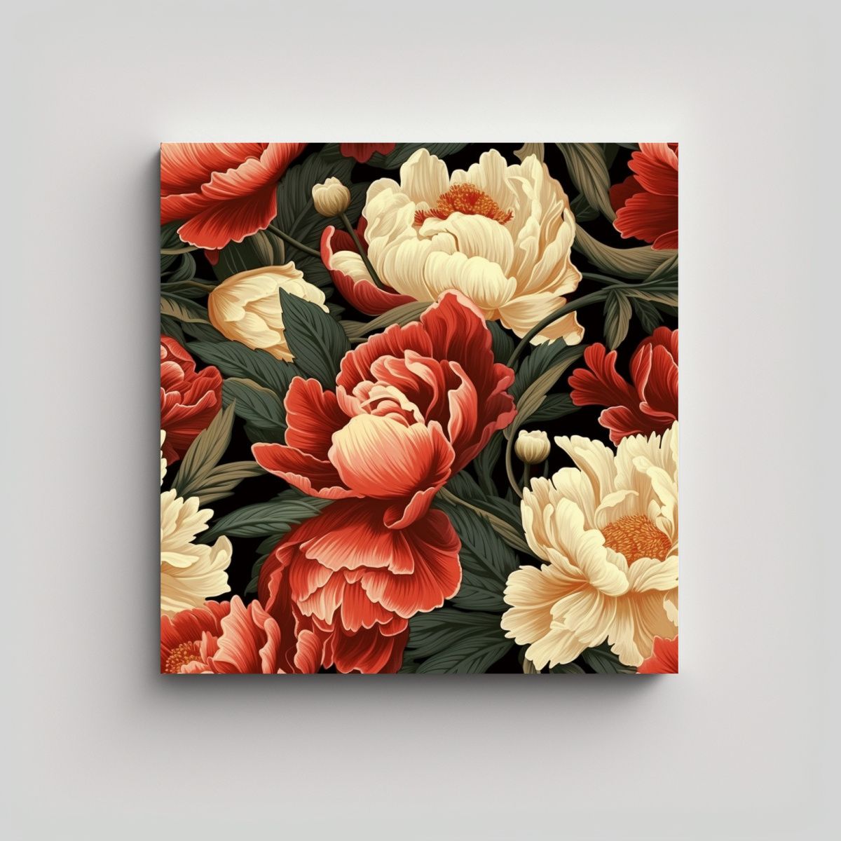 GENERICO - Gama De Colores En Patrón De Peonías Retro Al 90x90 Cm