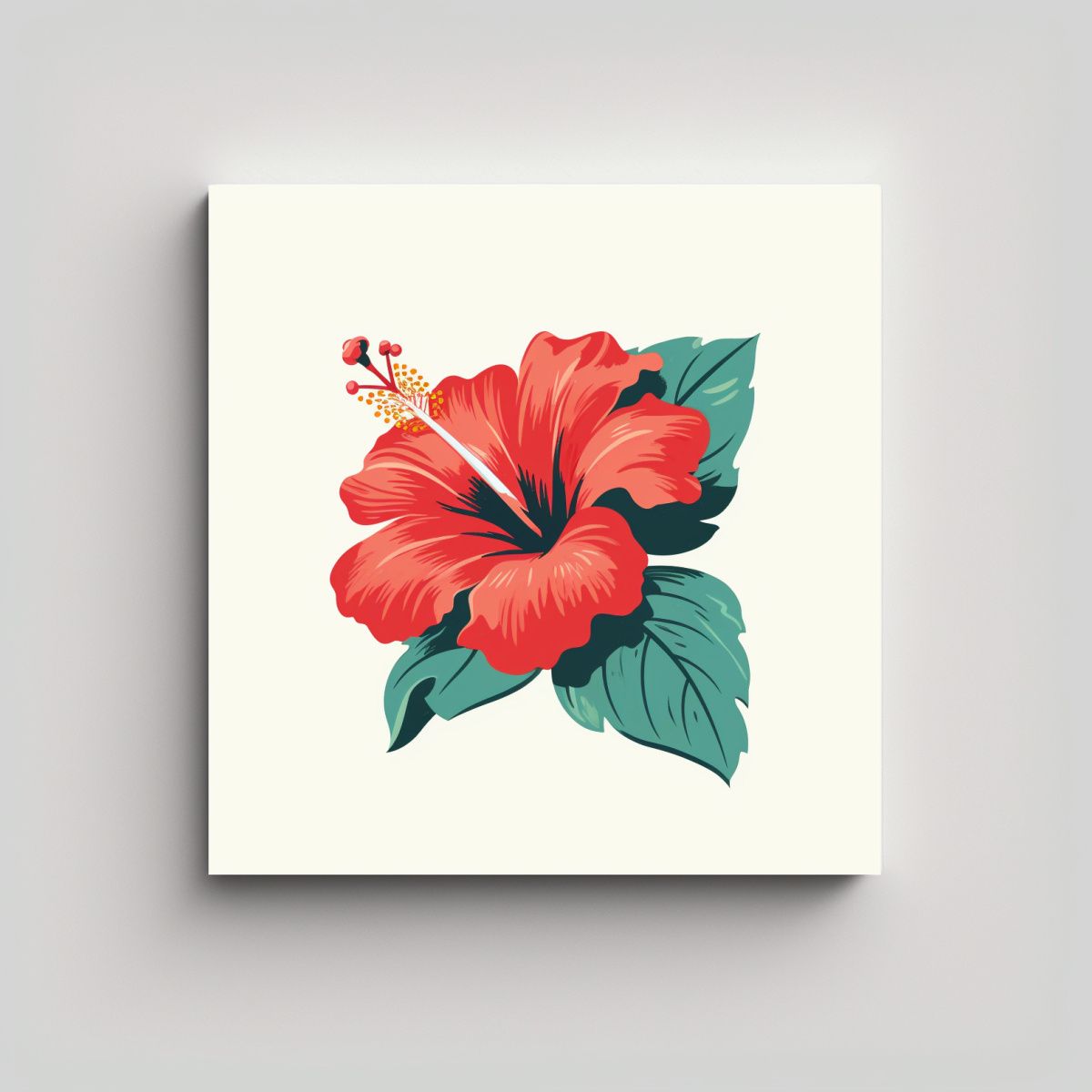 GENERICO - Cuadro Vision Único Flor Hibisco Estilo Póster 90x90 Cm.