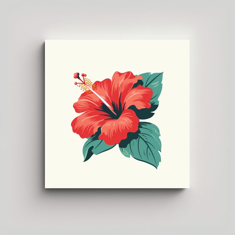 GENERICO - Cuadro Vision Único Flor Hibisco Estilo Póster 60x60 Cm