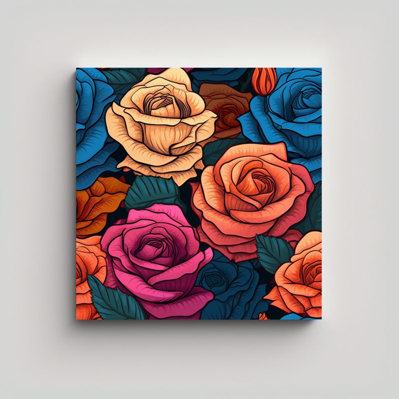 GENERICO - Fantasía De Rosas En Cuadro Interior, Pintura 50x50 Cm