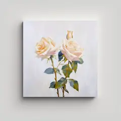 GENERICO - Pintura Óleo Rosas Decorativas Tela Bastidor 50x50 Cm