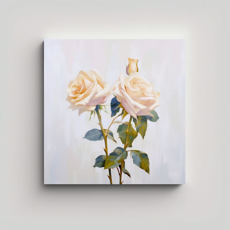 GENERICO - Pintura Óleo Rosas Decorativas Tela Bastidor 70x70 Cm