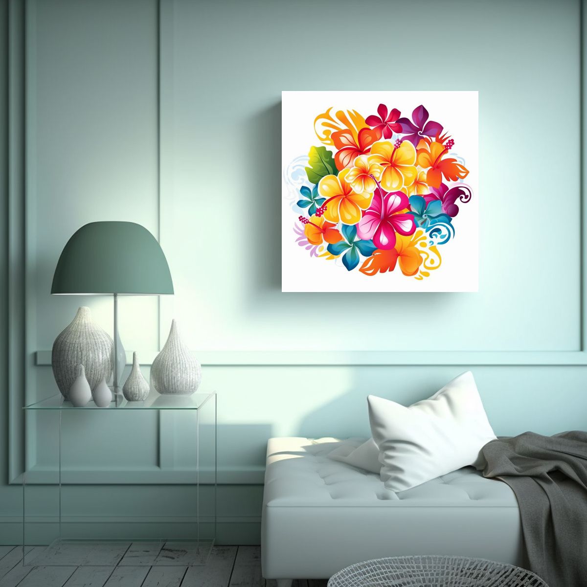 GENERICO - Cuadro Hawaiano De Arte Abstracto Y Gráfico 90x90 Cm