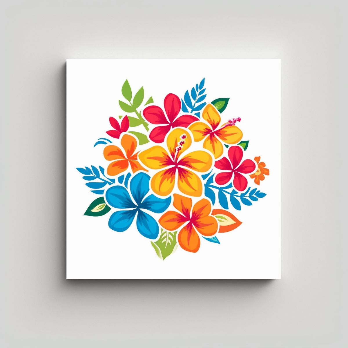 GENERICO - Bonito Icono Floral Hawaiano Vibrante Ilustrado 80x80 Cm