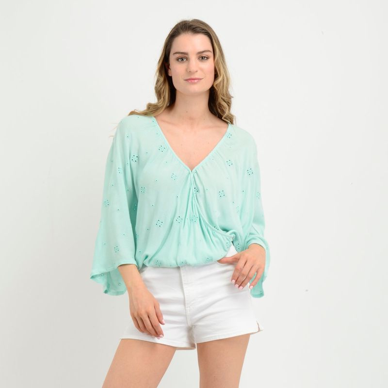 O'NEILL - BLUSA MANGA CORTA SABANNA  VERDE CLARO / PASTEL