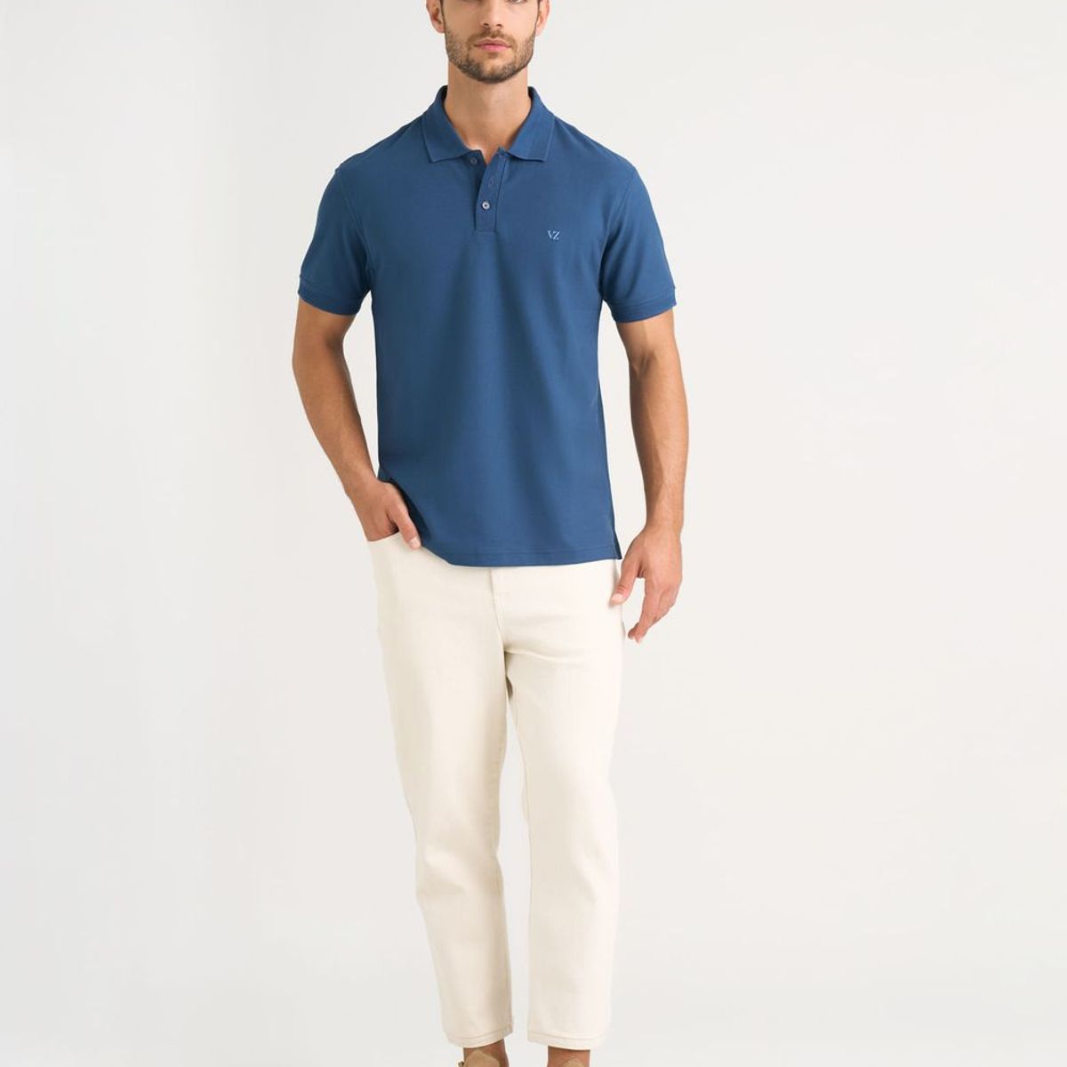 VELEZ - Vélez Polera Polo Hombre Semi Fit  Jacquard Azul Oscuro