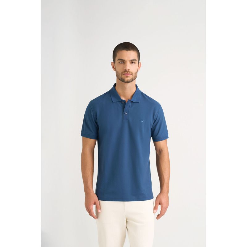 VELEZ - Vélez Polo Para Hombre Semi Fit Detalle Jacquard Azul Osc