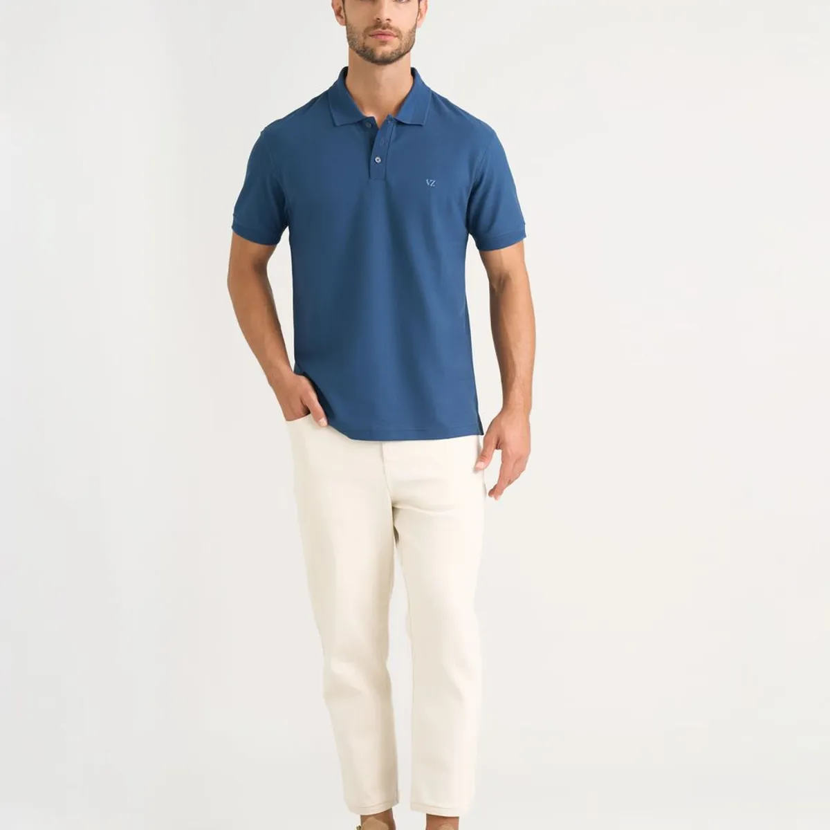 VELEZ - Vélez Polera Polo Hombre Semi Fit  Jacquard Azul Oscuro