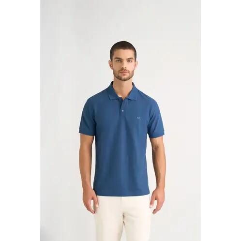 VELEZ - Vélez Polo Para Hombre Semi Fit Detalle Jacquard Azul Osc