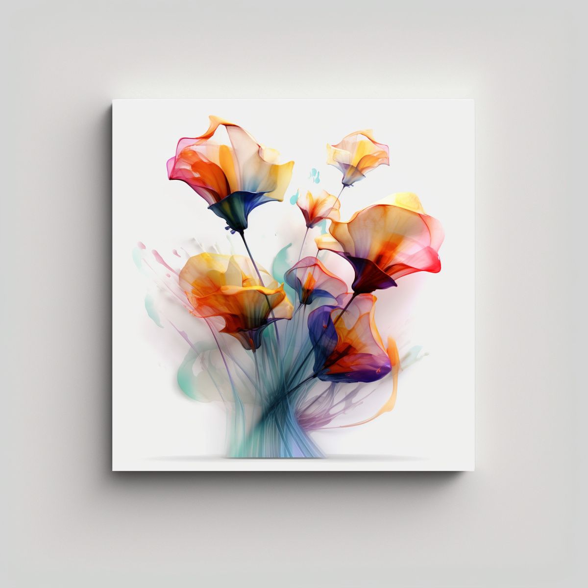 GENERICO - Arte Abstracto De Flores En Tonos Living Para 80x80 Cm