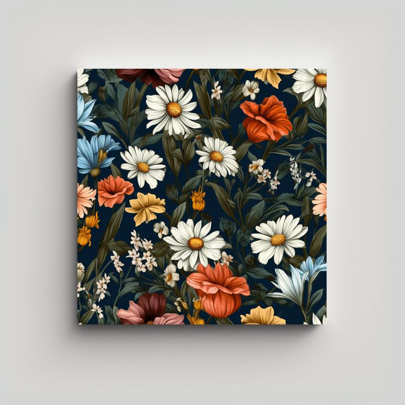 GENERICO - Patrón Vintage De Flores Silvestres Detalle Fino 50x50 Cm