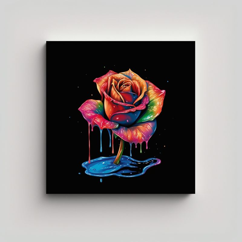 GENERICO - Cuadro Moderno De Salón Alaire Con Rosa De 80x80 Cm