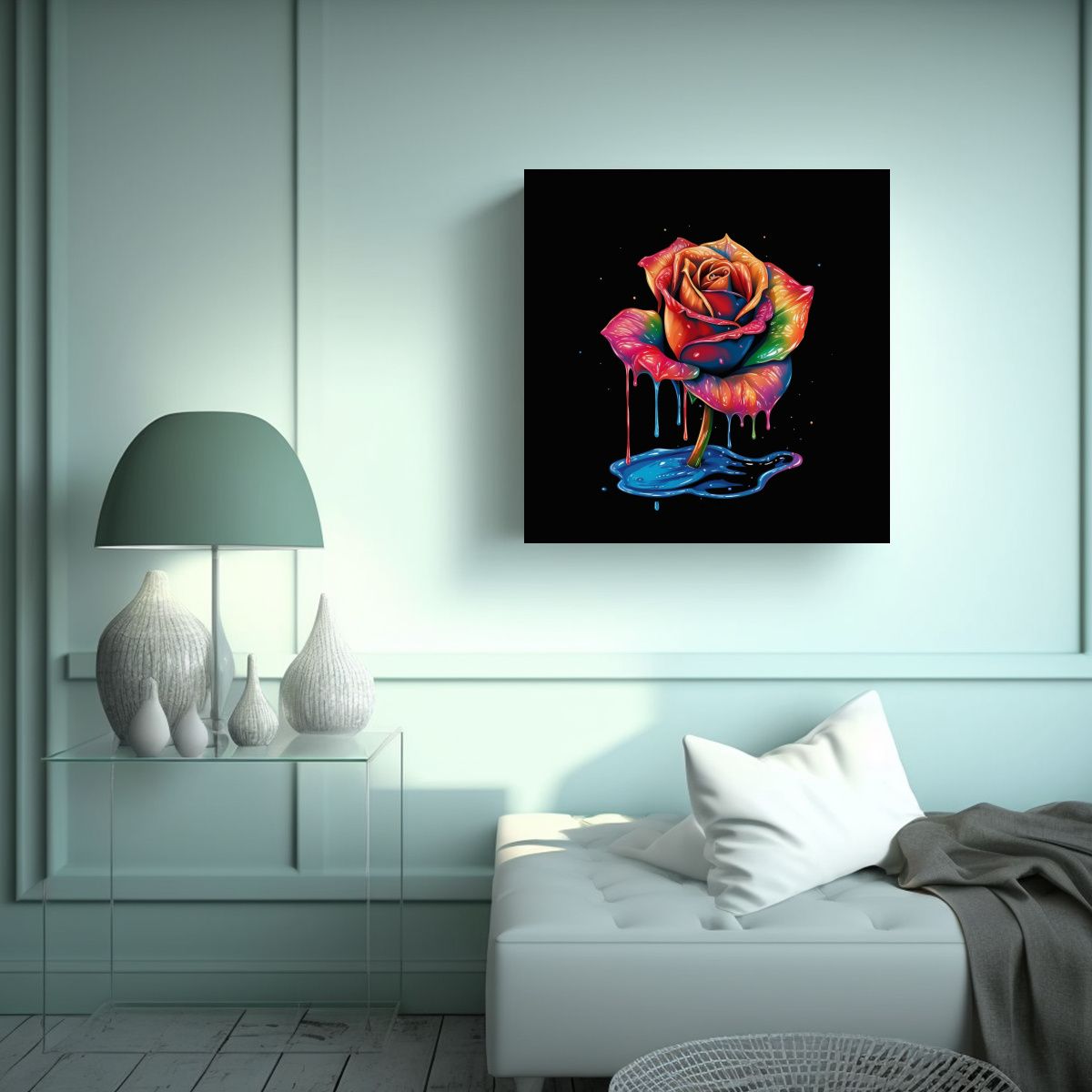 GENERICO - Cuadro Moderno De Salón Alaire Con Rosa De 40x40 Cm