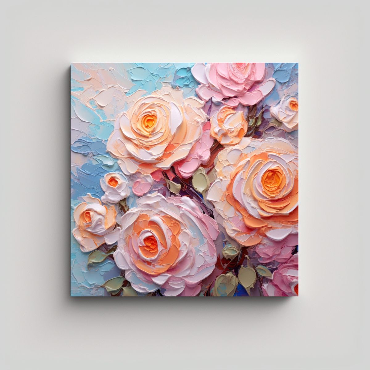 GENERICO - Cuadro Vibrante De Rosas Coloridas Con Pigmento 50x50 Cm.