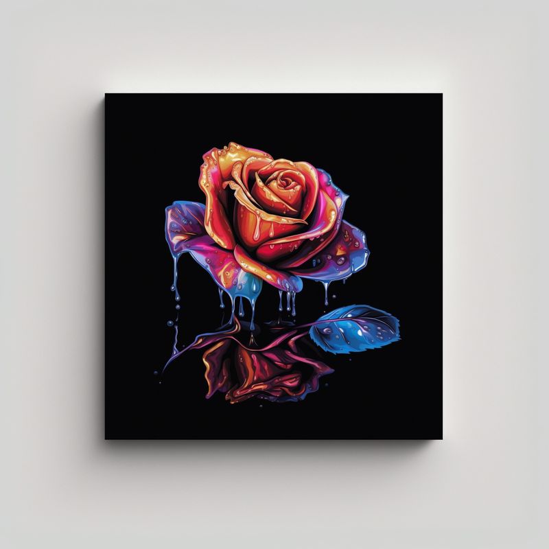 GENERICO - Rosa De Dibujos Animados En Lienzo Con Elegantes 70x70 Cm