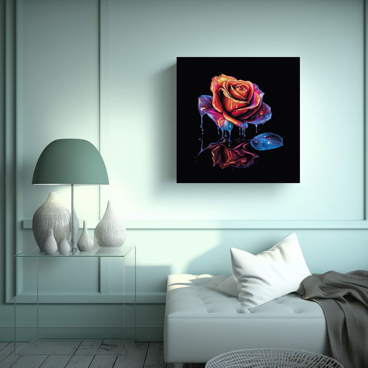 GENERICO - Rosa De Dibujos Animados En Lienzo Con Elegantes 30x30 Cm