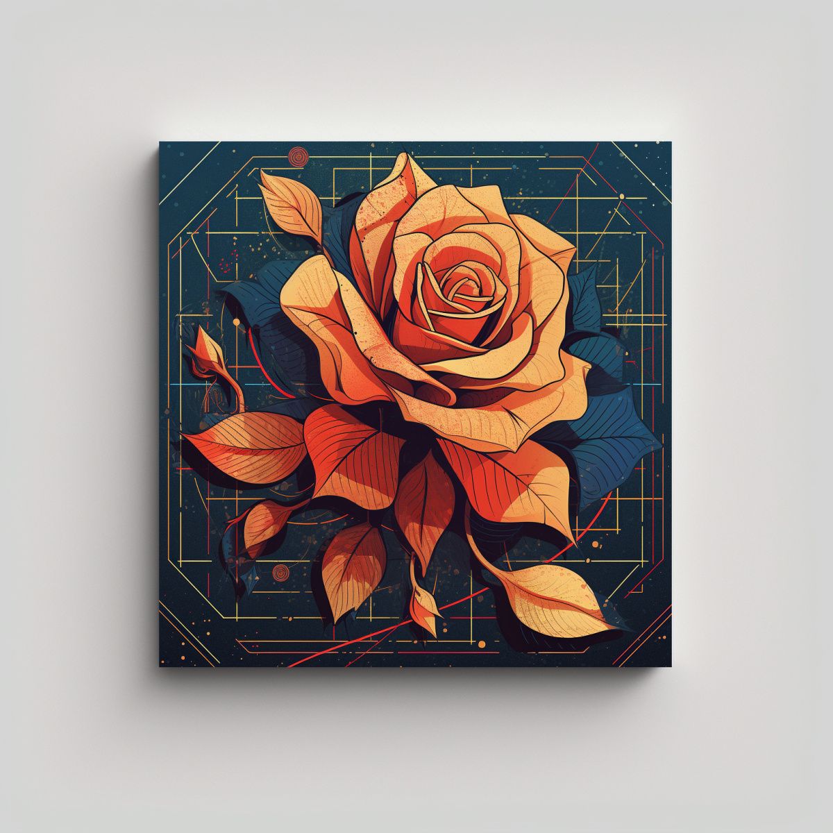 GENERICO - Minimalismo Rosa Cuadro Gráfico Ilustración 80x80 Cm