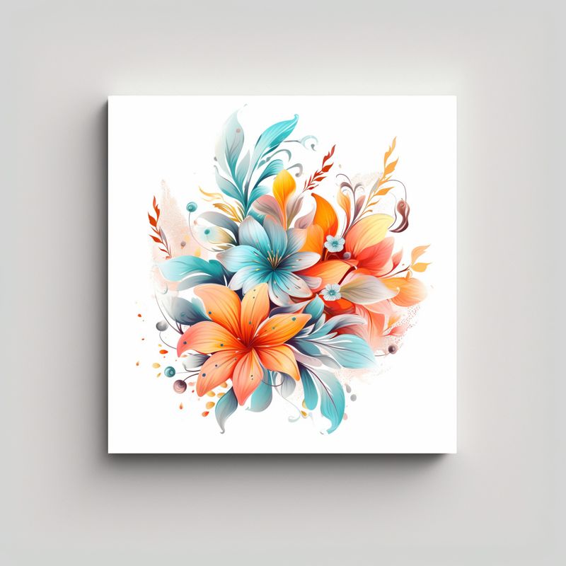 GENERICO - Cuadro Conceptual De Flores: Diseño Visionario 30x30 Cm