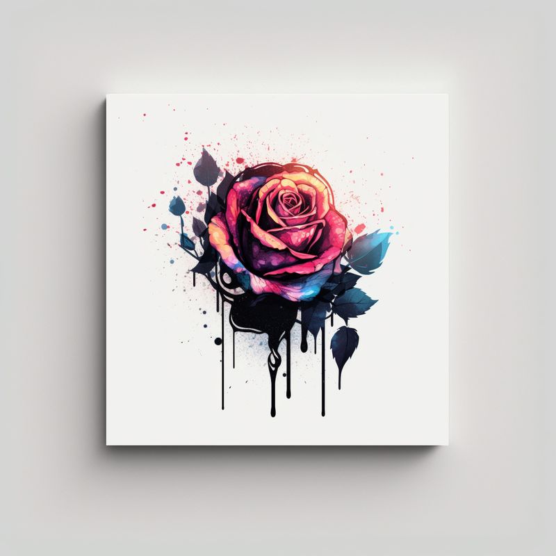 GENERICO - Ilustración Gráfica Rosa, Tela En Bastidor, 70x70 Cm