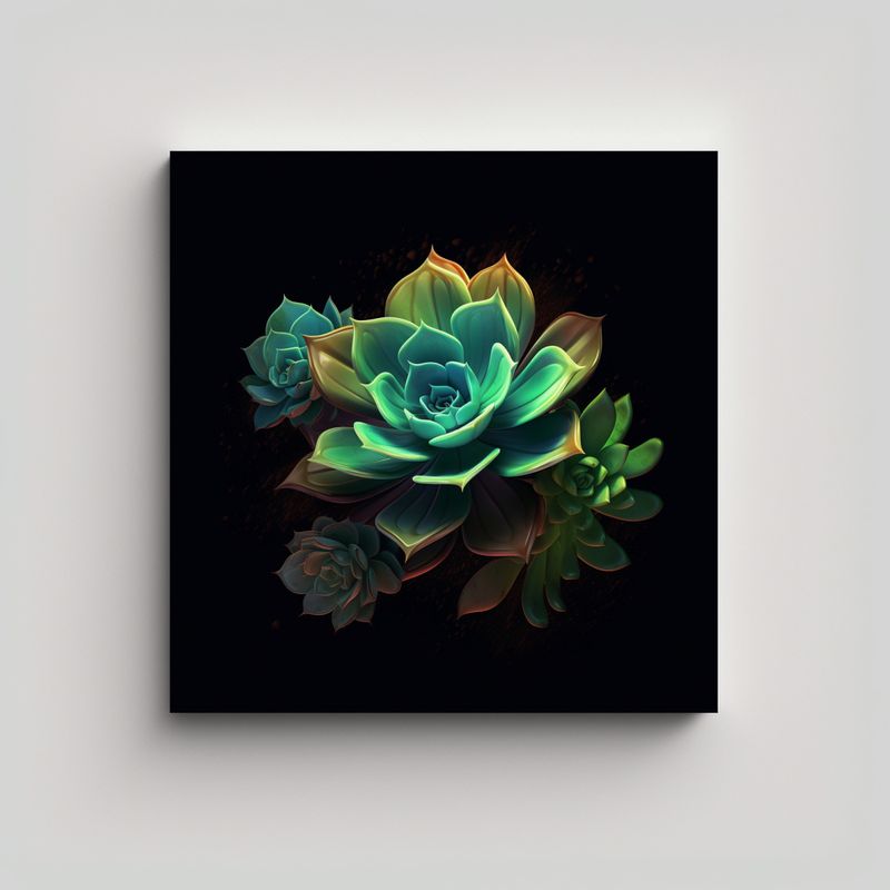 GENERICO - Cuadro Contemporáneo De Planta Suculenta En 30x30 Cm
