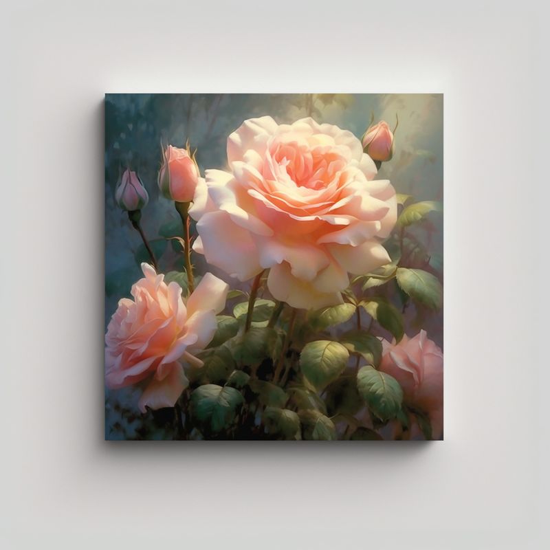 GENERICO - Bellas Rosas Acuarela Decoración Arte Moderno 80x80 Cm