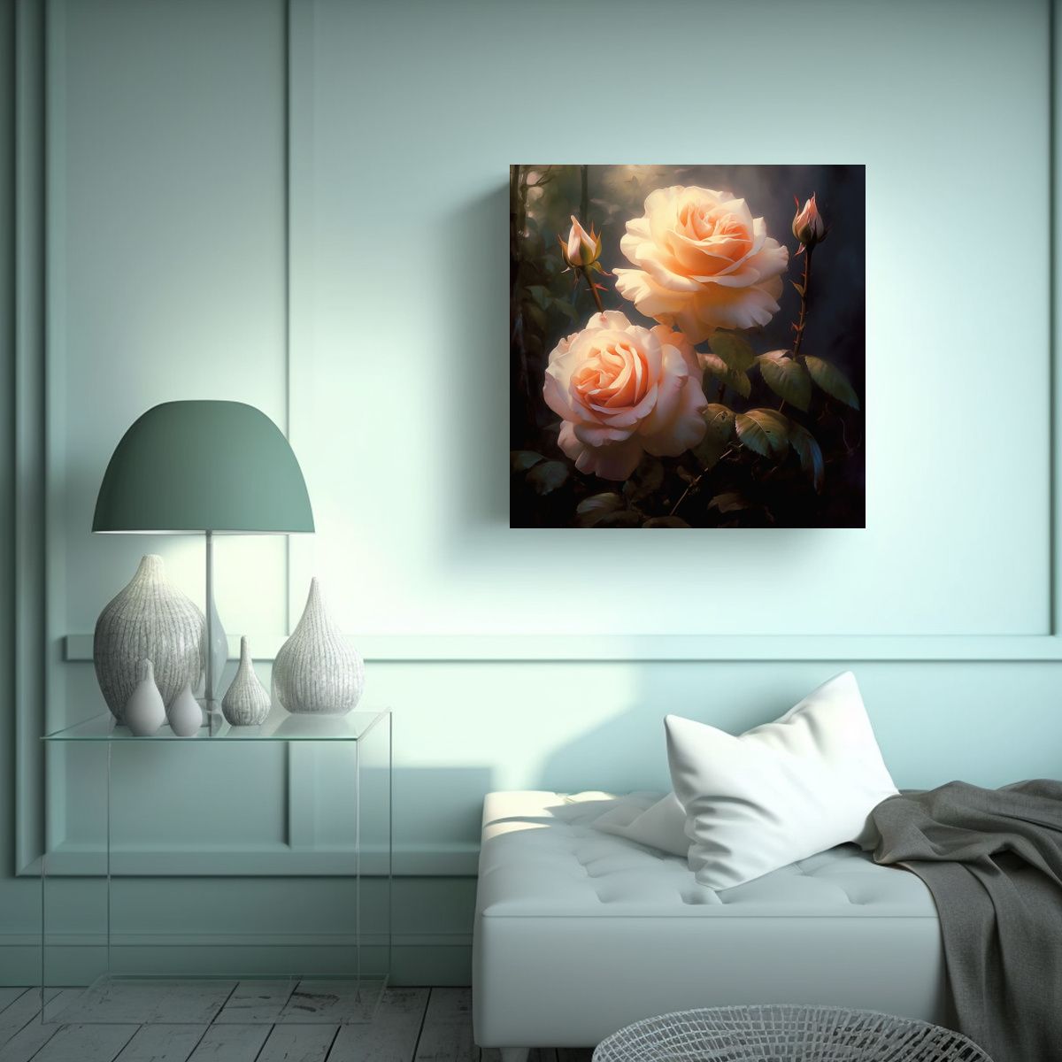GENERICO - Rosa Encantadora Cuadro Decorativo Estilo 50x50 Cm