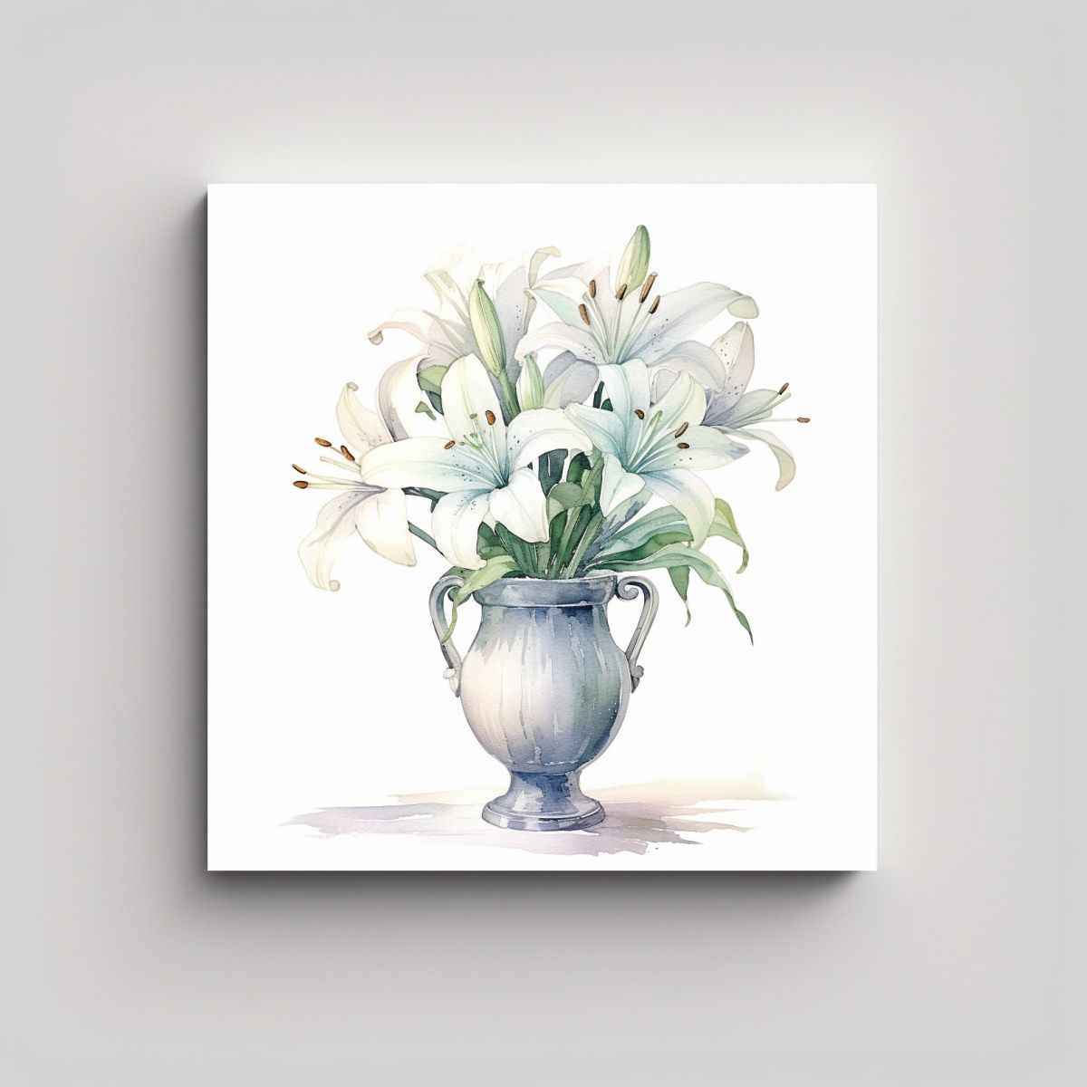 GENERICO - Lienzo De Lirios En Acuarela Estilo Vase, En 50x50 Cm.