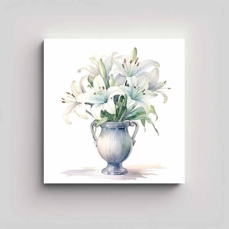 GENERICO - Lienzo De Lirios En Acuarela Estilo Vase, En 30x30 Cm