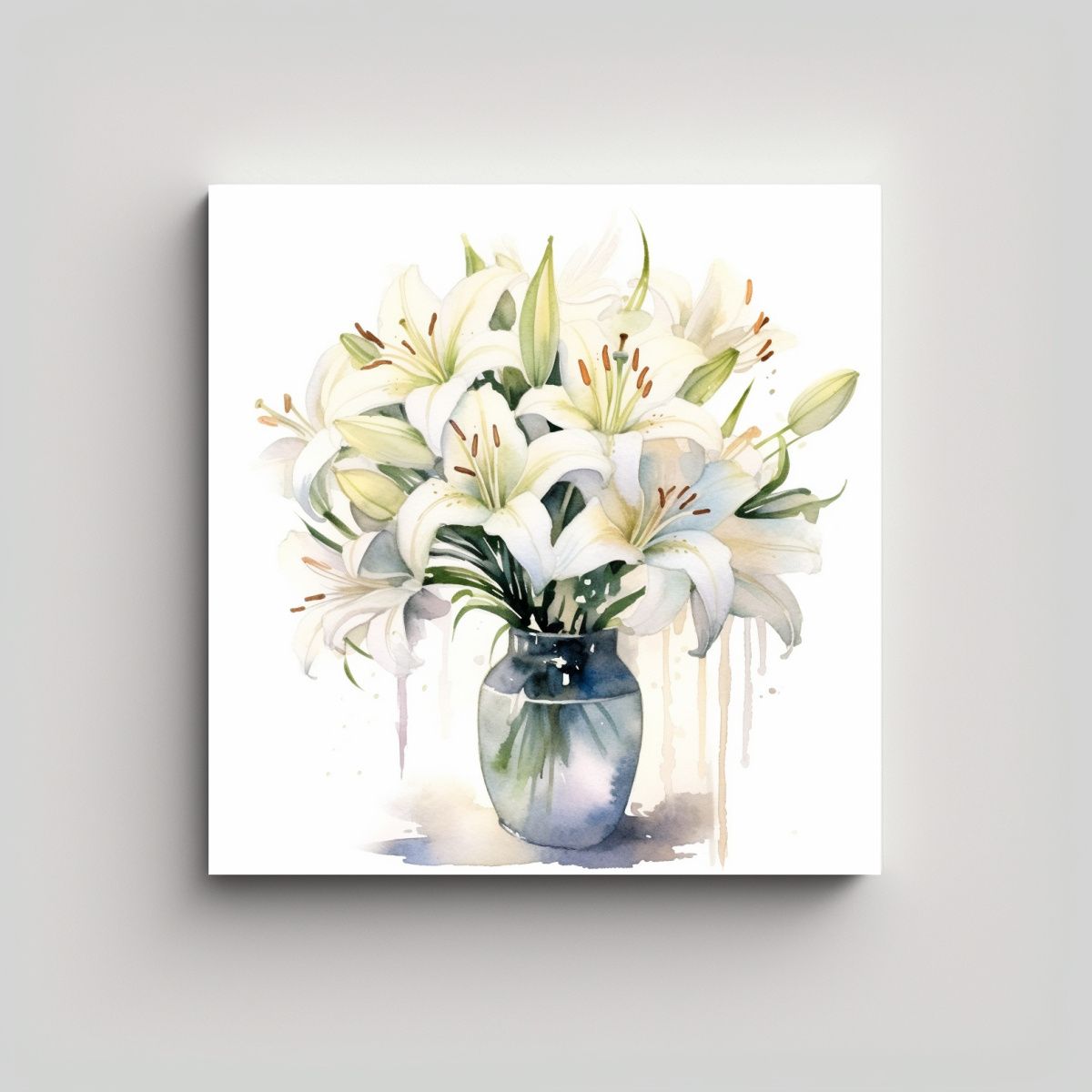 GENERICO - Lienzo Espectacular De Lirios En Acuarela - Vase 30x30 Cm