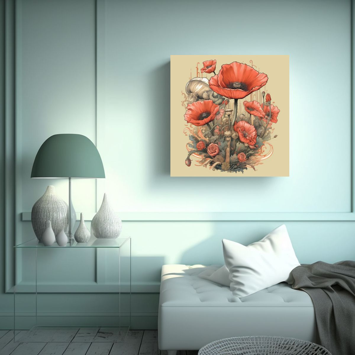GENERICO - Exuberantes Amapolas Arte Camiseta Decorativa 70x70 Cm