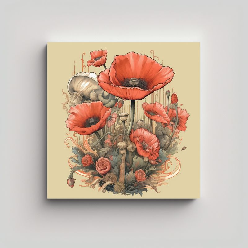 GENERICO - Exuberantes Amapolas Arte Camiseta Decorativa 80x80 Cm