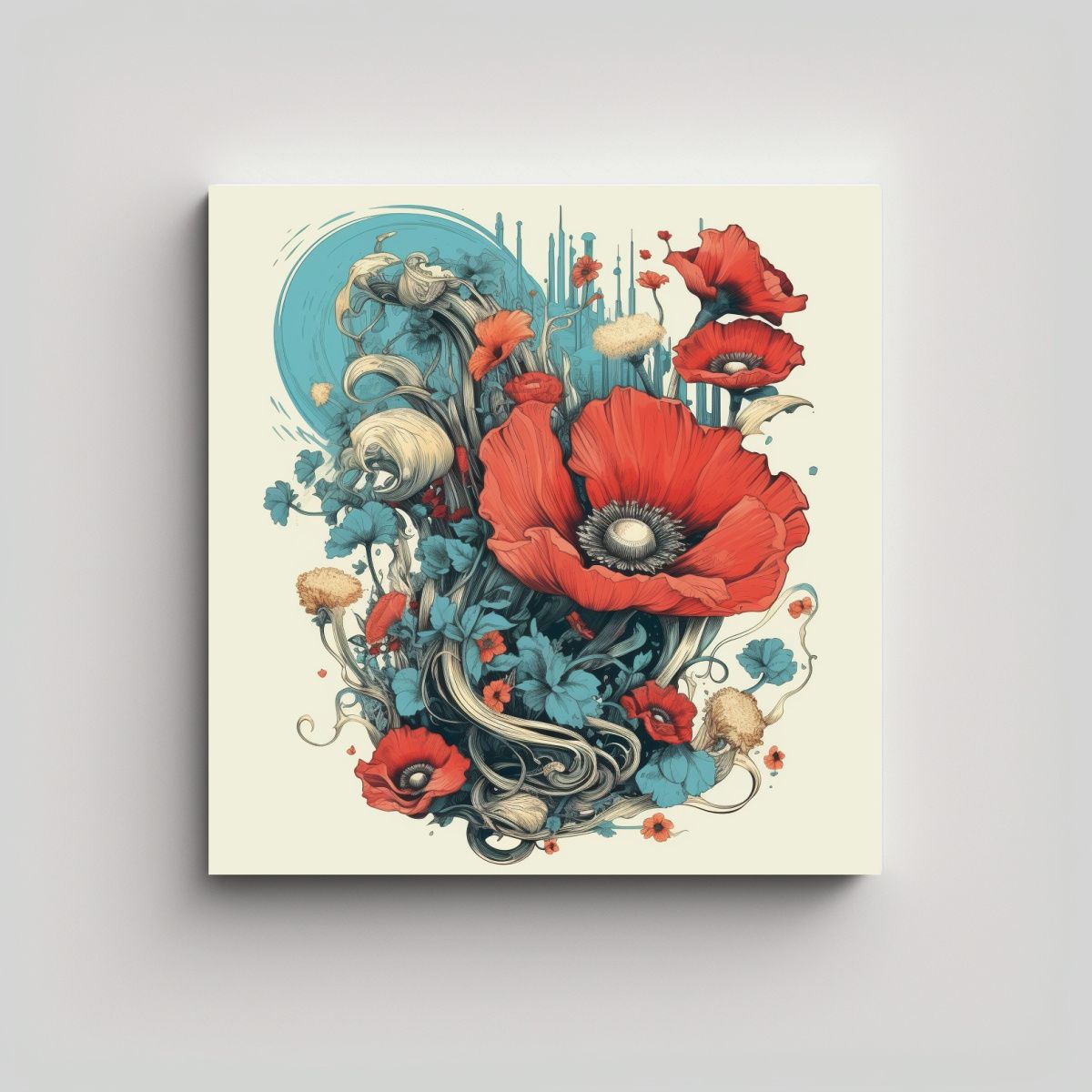 GENERICO - Cuadro Innovador De Arte Botánico Poppy Creativo 90x90 Cm