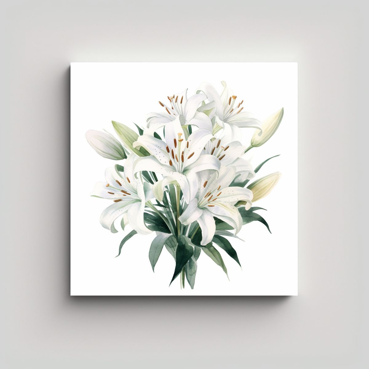 GENERICO - Diseño Moderno De Lirios En Acuarela: Cuadro 80x80 Cm