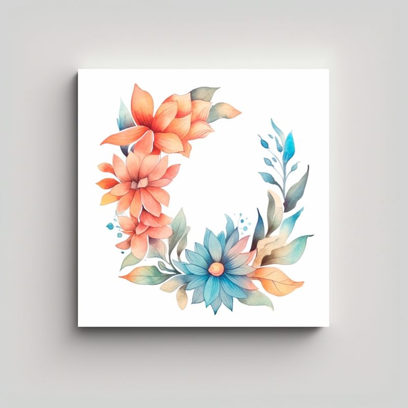 GENERICO - Arte Minimalista Floral Acuarela Moderna 80x80 Cm