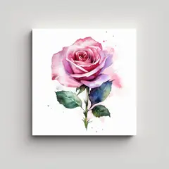 GENERICO - Pintura Acuarela Rosa Rosada Decoración Efecto 90x90 Cm