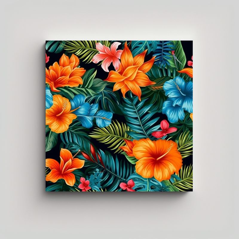 GENERICO - Cuadro Tropical Paradise: Expresión Multicolor 50x50 Cm
