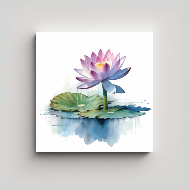 GENERICO - Arte Acuarela Estudio Juvenil Lotus Acuático 50x50 Cm