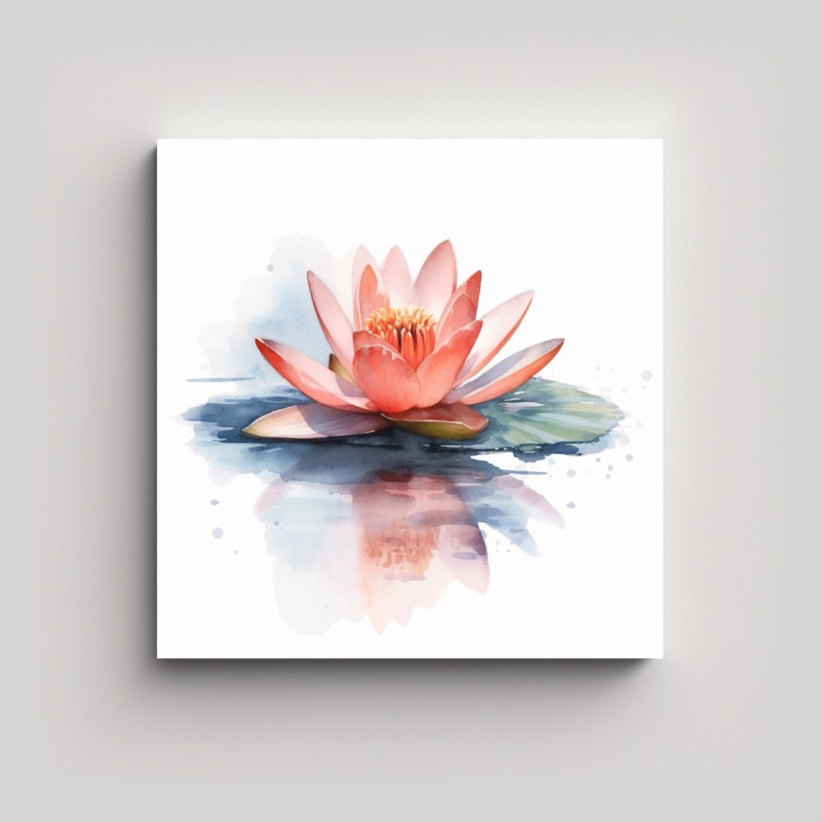 GENERICO - Cuadro Composicion Acuarela Lotus En Agua Alta 90x90 Cm